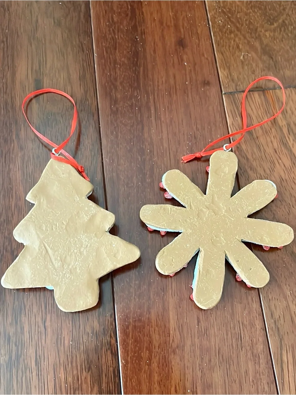 Kurt Adler Claydough Snowflake and Christmas Tree Gingerbread Cookie Ornaments